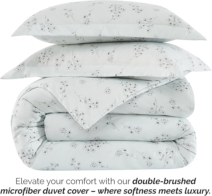 Southshore Fine Living, Inc. 3-Piece Full/Queen Comforter Set, Down Alternative All-Season Floral Comforter with Matching Shams, Soft Flowered Bedspread, Full or Queen Bedding, Sweet Florals Blue - LeafyLoom