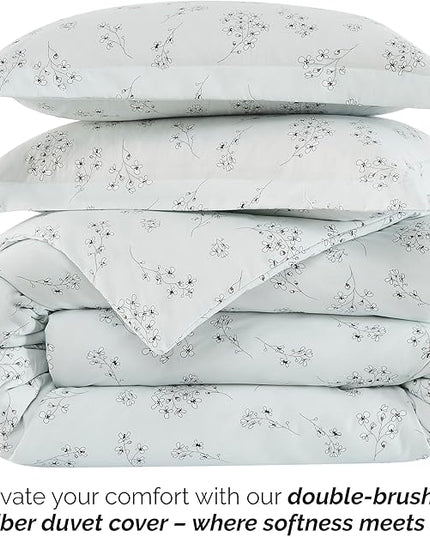 Southshore Fine Living, Inc. 3-Piece Oversized King Comforter Set, Down Alternative Floral Comforter with Matching Shams, Soft Flowered Bedspread for King or Cal King Beds, Sweet Florals Blue - LeafyLoom