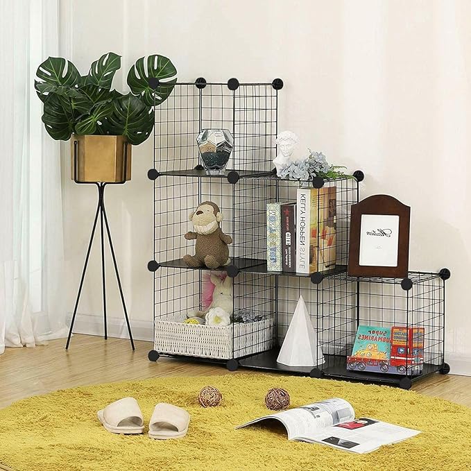 TUMUCUTE Wire Cube Storage Organizer, 6-Cube Metal Storage Shelves Bookshelf, Stackable Modular Closet Organizer for Bedroom Living Room, Office,Storage Shelves - LeafyLoom