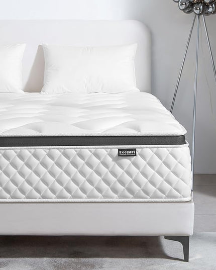 Full Mattress,10 Inch Full Size Mattress in a Box,Gel Memory Foam and Innerspring Hybrid Mattress with Individual Pocket Spring for Motion Isolation,Pressure Relief,Medium Firm Feel - LeafyLoom