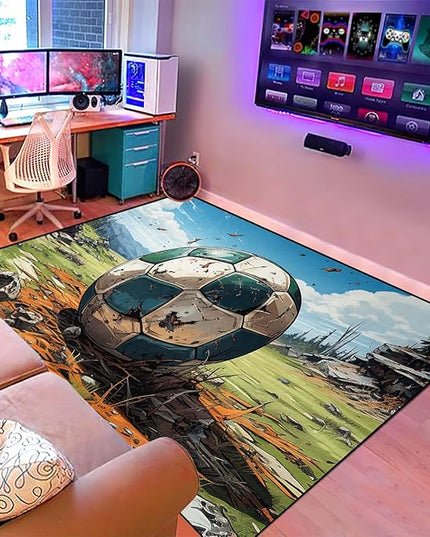 Football Rug for Boys Bedroom - Kids Rug Football Rug Basketball Rugs for Teen Boys Bedroom Football Carpet for Boys Bedroom Football Rugs for Boys Girls Sports Room,4'×5' - LeafyLoom