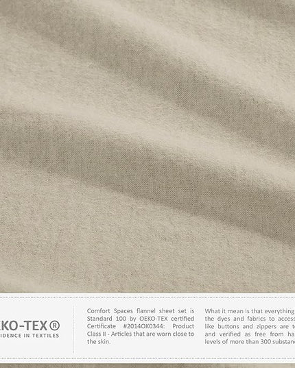 Comfort Spaces Cotton Flannel Breathable Warm Deep Pocket Sheets with Pillow Case Bedding, Cal King, Tan Solid 4 Piece - LeafyLoom