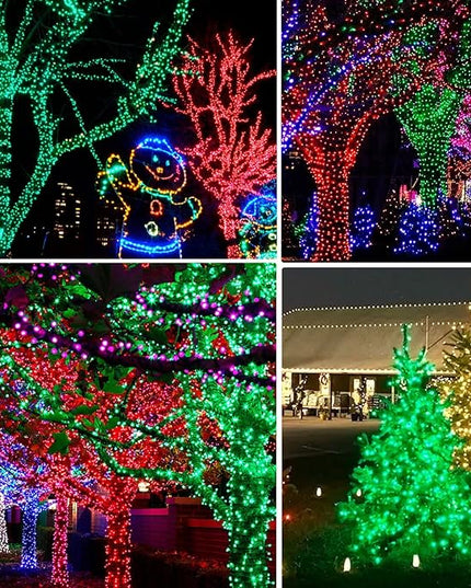 Dazzle Bright 2 Pack Total 400LED 132FT Green Christmas Solar String Outdoor Lights, St. Patrick's Day Solar Powered with 8 Modes Waterproof Fairy Lights for Patio Garden Tree Party Yard Decoration DazzleBright