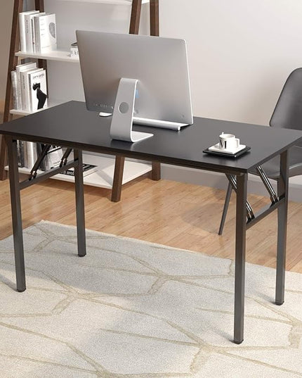 DlandHome Folding Computer Desk Table 47inch Writing Desk No Need Installation Home Office Folding Table Workstation - LeafyLoom