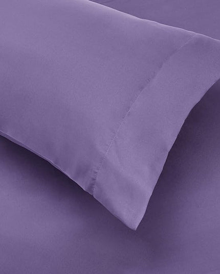 Amazon Basics Lightweight Microfiber Bed-in-a-Bag Comforter 5-Piece Bedding Set, Twin/Twin XL, Purple Floral - LeafyLoom