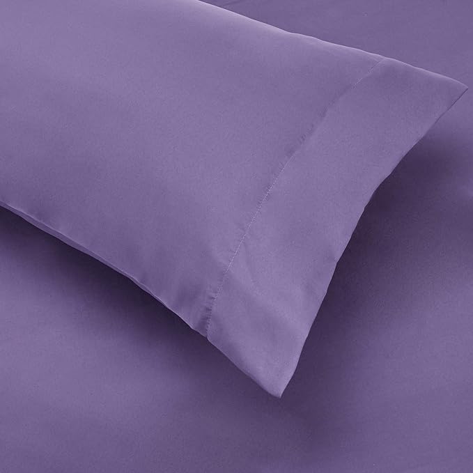 Amazon Basics Lightweight Microfiber Bed-in-a-Bag Comforter 5-Piece Bedding Set, Twin/Twin XL, Purple Floral - LeafyLoom