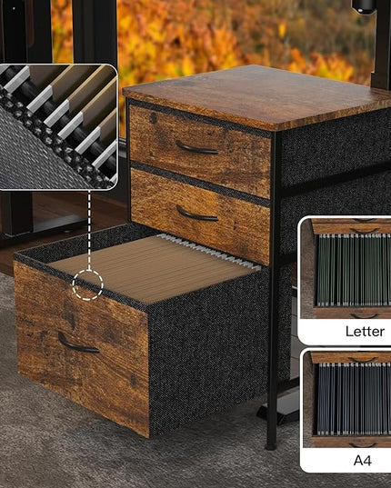 55 Inch Electric Standing Desk with Cabinet & Drawers, Height Adjustable Sit Stand Desk with Monitor Shelf, Smart Home Office Standing Computer Desk, Rustic Brown - LeafyLoom
