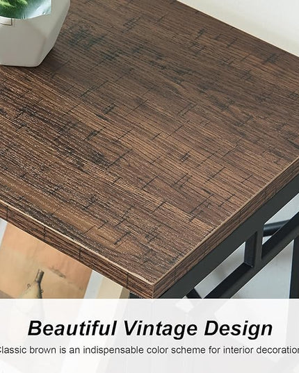 Bookshelf, Vintage Industrial 4 Tier Bookshelf, Freestanding Narrow Bookcase with Rustic Wood and Metal, Small Bookshelf for Home Office, Bedroom & Living Room, Retro Brown - LeafyLoom