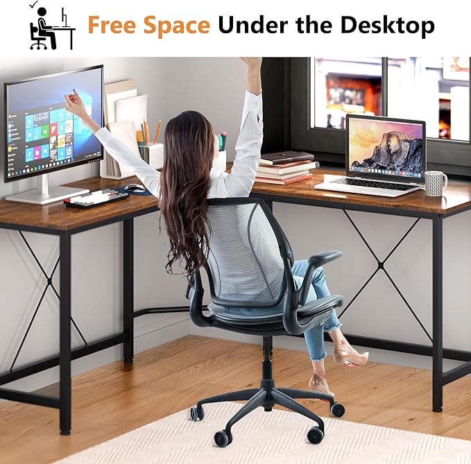 soges L Shaped Desk, 59inch L Desk Computer Corner Desk, Gaming Desk, Home Office Writing Desk, Space-Saving Workstation Desk, Rustic Brown - LeafyLoom