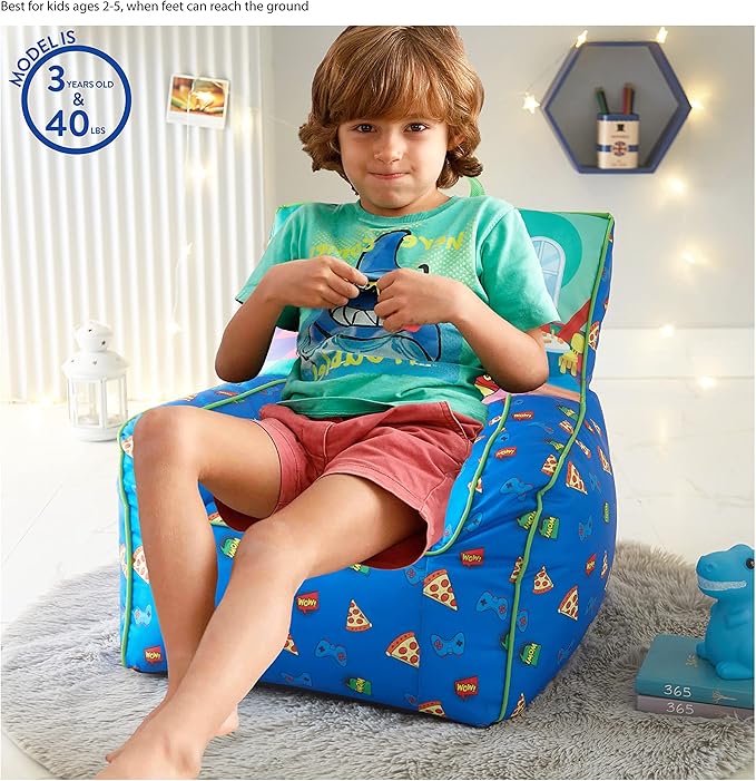 Idea Nuova Ryan's World Toddler Nylon Bean Bag Chair with Piping & Top Carry Handle Large - LeafyLoom