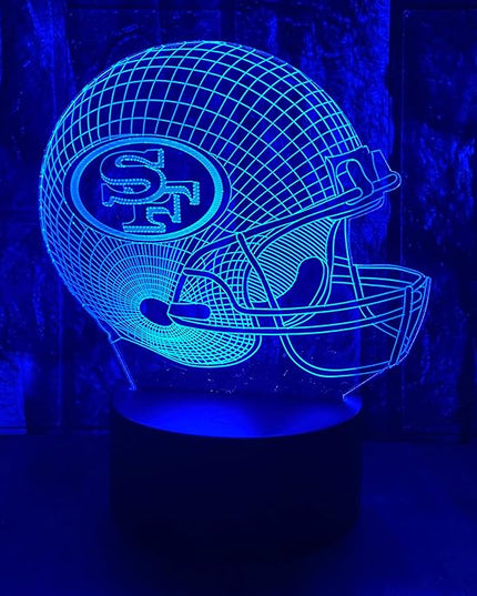 chenshiyan American Rugby Competition Football Helmet Shape 3D Optical Illusion LED Bedroom Decor Sleep Table Lamp with Remote 7 Colors Night Light Birthday Xmas Gifts for Kids SF Fans, Men, Women - LeafyLoom