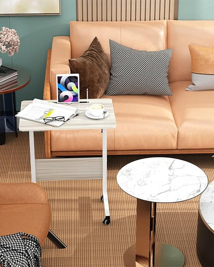 SogesGame End Table Height Adjustable Laptop Table, Portable Desk Cart Tray Mobile Side Table Sofa Table, Snack Table Industrial C Table for Coffee Snack Sofa,Maple,05#3-60MP-S8-US - LeafyLoom