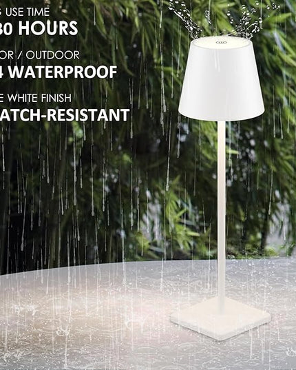 4-Pack Rechargeable Table Lamps, LED Cordless Table Lamp, 3W 6000mAh Battery Operated Table Light, Stepless Dimming Portable Table Light Waterproof for Restaurant/Indoor/Outdoor (White) - LeafyLoom