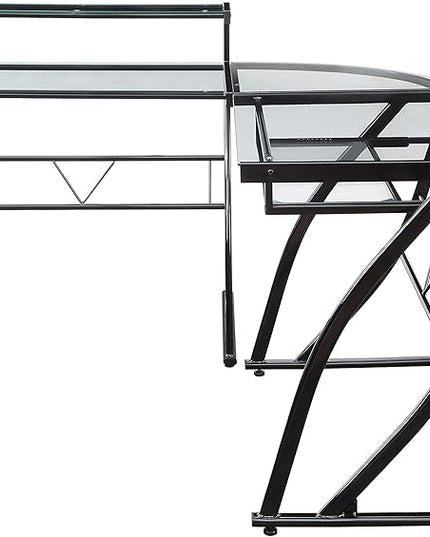 OSP Home Furnishings Constellation L Shaped Home Office Gaming Editing Desk, Black - LeafyLoom
