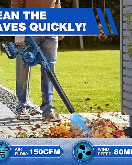 Cordless Leaf Blower with Battery and Charger,22V Lightweight and Efficient Battery Powered Blower,150CFM Portable and Compact Yard Blower,Rechargeable Motor Versatile Electric Blower - LeafyLoom