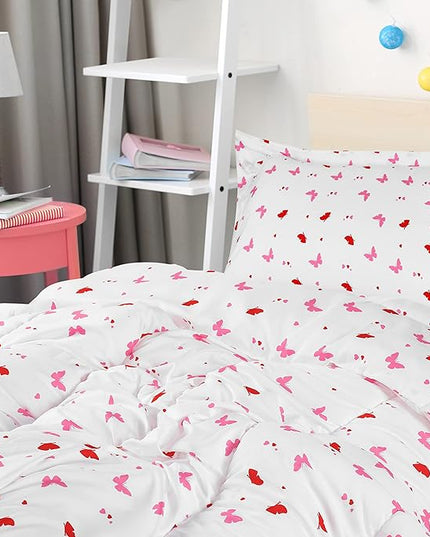 Utopia Bedding All Season Butterfly Comforter Set with 2 Pillow Cases, 3 Piece Soft Brushed Microfiber Kids Bedding Set for Boys/Girls, Machine Washable (Twin) - LeafyLoom