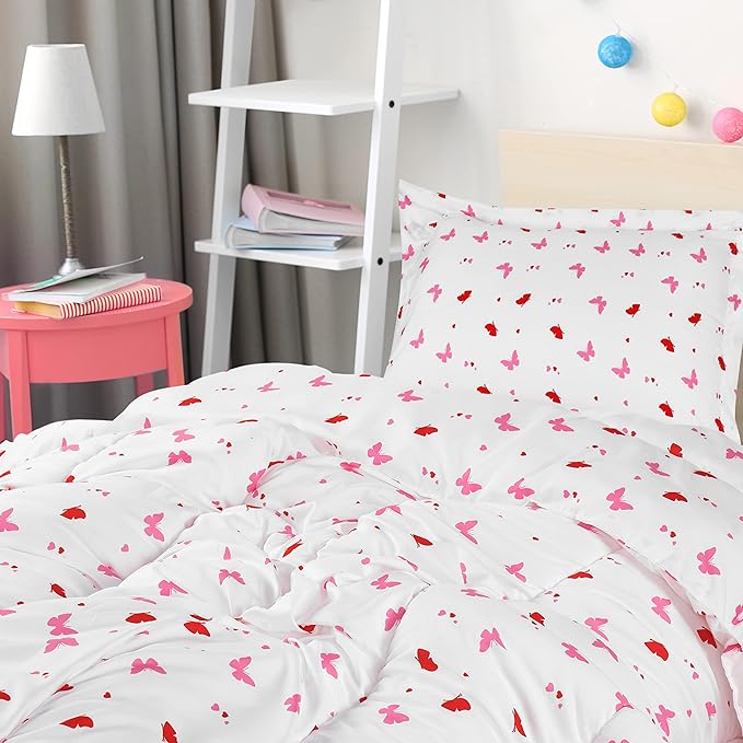 Utopia Bedding All Season Butterfly Comforter Set with 2 Pillow Cases, 3 Piece Soft Brushed Microfiber Kids Bedding Set for Boys/Girls, Machine Washable (Twin) - LeafyLoom