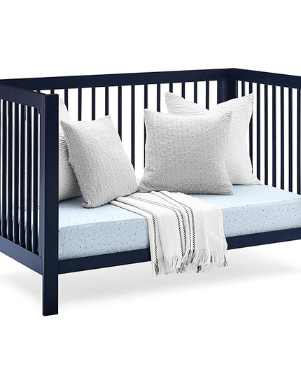 Delta Children babyGap Charlie 6-in-1 Convertible Crib + Brannan Bear Bookcase with Bins + Brannan Bear Wall Shelf with 4 Hooks, Navy (Bundle) - LeafyLoom