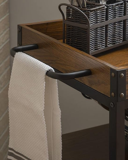 Linon Austin Kitchen Cart, 30.5"W x 18.13"D x 36.25"H, Black - LeafyLoom