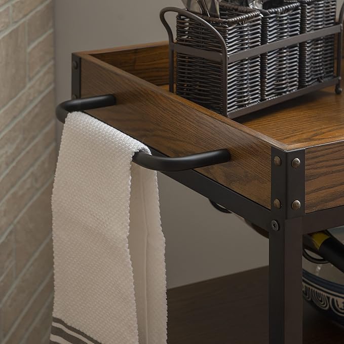 Linon Austin Kitchen Cart, 30.5"W x 18.13"D x 36.25"H, Black - LeafyLoom