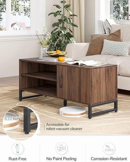 Novilla Media Console, TV Stand for TV's up to 50" Flat Screen Living Room Storage Cabinet Doors and Shelves Entertainment Center, 43 Inches, Walnut - LeafyLoom