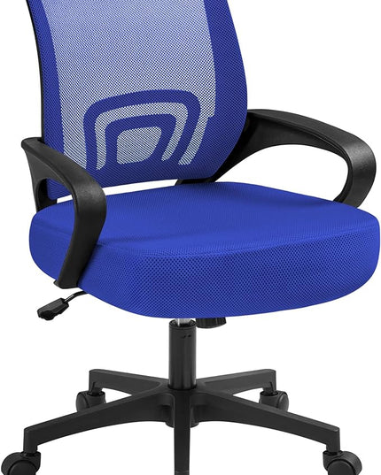 Yaheetech Office Computer Desk Chair Swivel Rolling, Cute Task Chair Ergonomic Conference Room, Mesh Work Study Chair Basic Comfy Desktop Chair with Wheels Arms, Blue - LeafyLoom