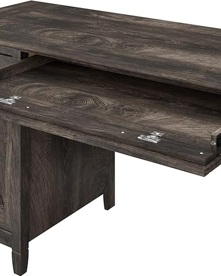 Bush Furniture Key West 54-Inch Computer Desk with Keyboard Tray and Storage, Dark Gray Hickory (KWD154GH-03) - LeafyLoom
