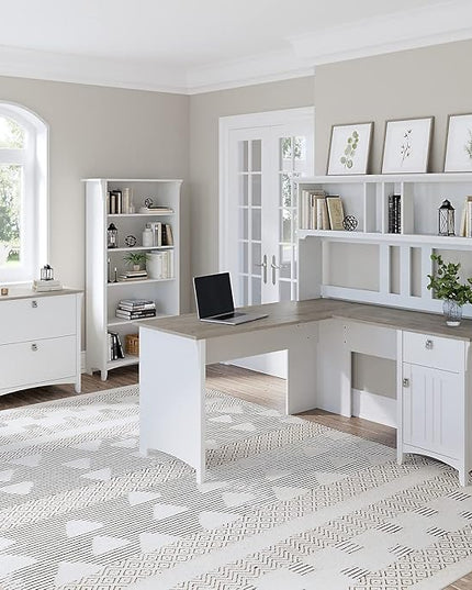 Salinas Casual Hutch for L-Shaped Desk, Pure White - LeafyLoom