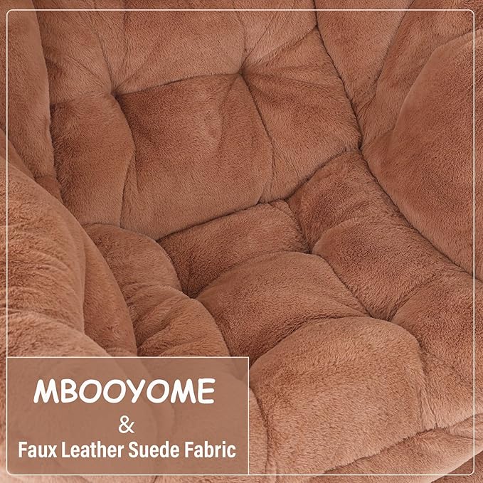 Lazy Chair with Ottoman, Modern Accent Chair Contemporary Lounge Leisure Upholstered Sofa Chair Set with Armrests, Reading Chair for Living Room, Bedroom, Office, Plush Brown - LeafyLoom