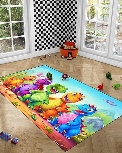 Dinosaur Carpet for Boys Room - Dinosaur Rugs for Boys Bedroom Cartoon Dinosaur Rug Kids Rugs for Bedroom Cute Dinosaur Area Rug for Living Room Bedroom Kids Room,2'5''×4' - LeafyLoom
