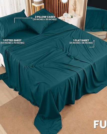 Utopia Bedding Full Bed Sheets Set - 4 Piece Bedding - Brushed Microfiber - Shrinkage and Fade Resistant - Easy Care (Full, Teal) - LeafyLoom