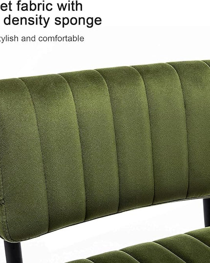 ONEVOG Green Velvet Dining Chairs Set of 2, Upholstered kitchen Dining Room Chair, Comfy Green Chair with Black Metal Legs, Cantilevered Design Chair for Bedroom, Living Room - LeafyLoom