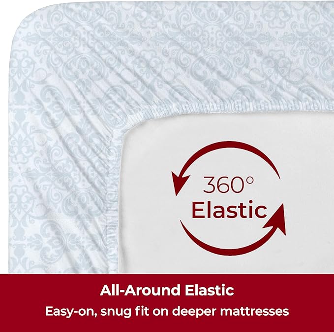 Mellanni Extra Deep King Sheets - 4 PC Iconic Collection Bedding Sheets & Pillowcases - Hotel Luxury, Ultra Soft, Cooling Bed Sheets - Extra Deep Pocket up to 21 inch (King, Laced Sky Blue) - LeafyLoom
