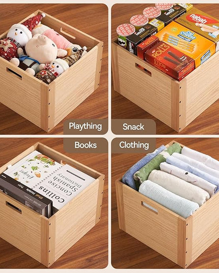 KIRIGEN Stackable Wood Storage Cube/Basket/Bins Organizer for Home Books Clothes Toy Modular Open Cubby Storage System - Office Bookcase Closet Shelves F26-NA - LeafyLoom