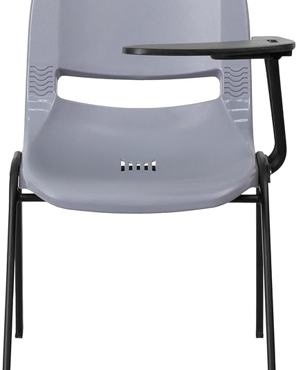 Flash Furniture HERCULES 5 Pack Gray Ergonomic Shell Chair with Left Handed Flip-Up Tablet Arm - LeafyLoom