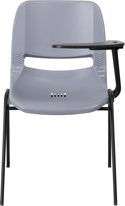 Flash Furniture HERCULES 5 Pack Gray Ergonomic Shell Chair with Left Handed Flip-Up Tablet Arm - LeafyLoom