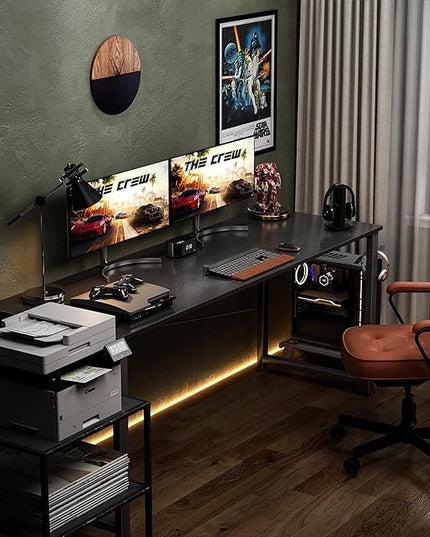 Coleshome 63 Inch Computer Desk, Modern Simple Style Desk for Home Office, Study Student Writing Desk,Black - LeafyLoom