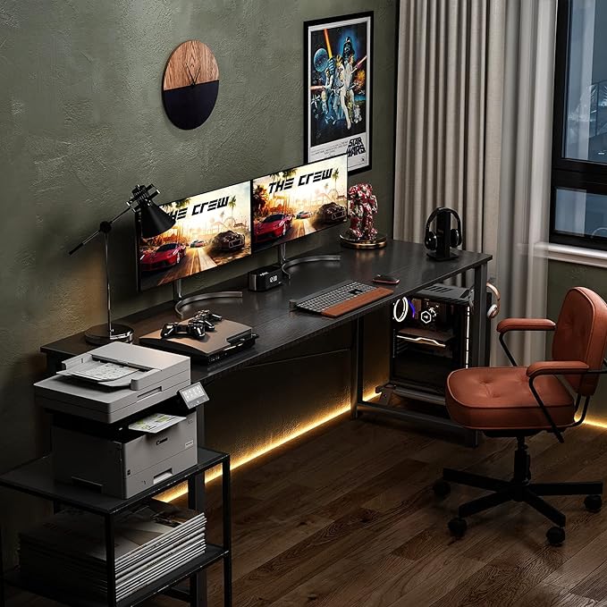 Coleshome 63 Inch Computer Desk, Modern Simple Style Desk for Home Office, Study Student Writing Desk,Black - LeafyLoom