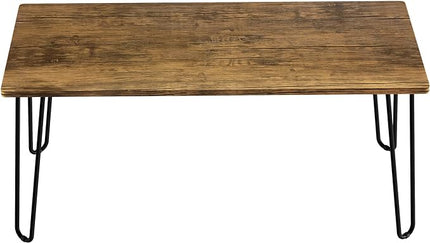 Lavish Home Coffee Table with Hairpin Legs-Modern Industrial Style Home Decor-Woodgrain-Look and Steel Accent Living Room Furniture, 41", Brown - LeafyLoom