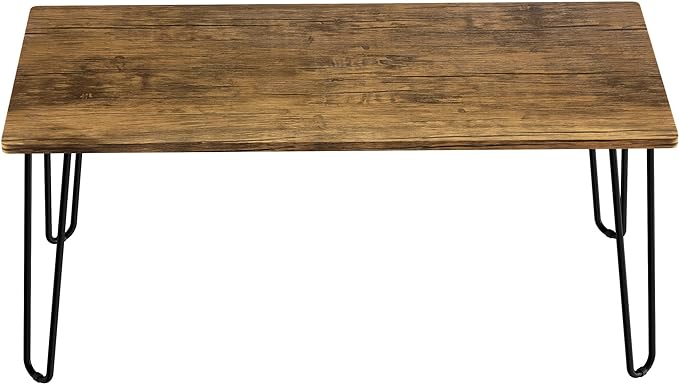 Lavish Home Coffee Table with Hairpin Legs-Modern Industrial Style Home Decor-Woodgrain-Look and Steel Accent Living Room Furniture, 41", Brown - LeafyLoom