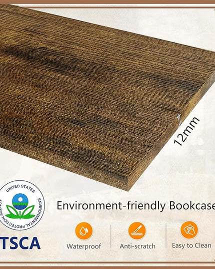 Tajsoon Tree Bookshelf 3 Tier Book Storage Organizer Shelves, Desktop Bookshelf Floor Standing Bookcase Display for CDs/Magazine/Books, Small Bookshelf for Bedroom, Living Room Office, Rustic Brown - LeafyLoom
