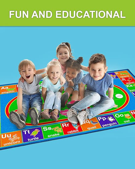 ABC Alphabet Colors Shapes Numbers, Non Slip Kids Educational Rug Carpet for Boy & Girl, Fun Learning Classroom Playroom Bedroom, Playtime Activity Mat for Toddler Play Area Baby Playtime Activity - LeafyLoom