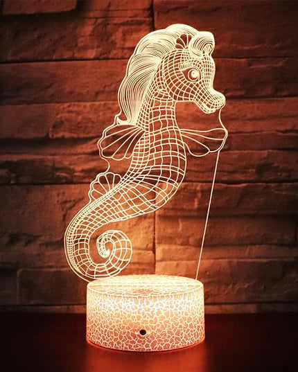 Gift Ideas Bedside Lamp 16 Colors Desk Table Night Light for Sea Horse Kids Boy Girl Party Supplies Birthday Valentine's Day Kids Lover (Seahorse Shape) - LeafyLoom