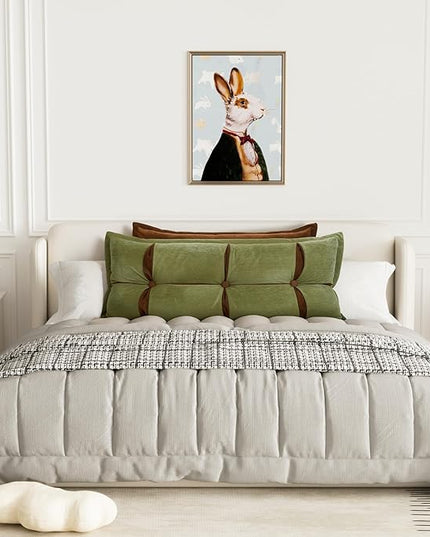 Johnear Headboard Backrest Support Pillow for Daybed Couch Reading Pillows for Sitting UP in Bed Adult, Set of 2 Pack Wedge Pillows for Twin Bed Chenille Throw Pillow Orange Green Bolster Pillow - LeafyLoom
