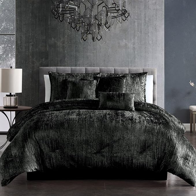 Riverbrook Home Turin Comforter Set, Queen, Black, 7-Piece Set - LeafyLoom