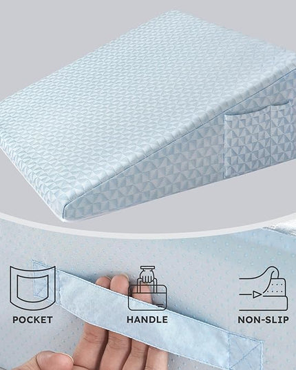 Bed Wedge Pillowcase 12" Wedge Pillow Cover Cooling and Breathable Replacement Cover Blue (Wedge Pillow Cover Only) - LeafyLoom