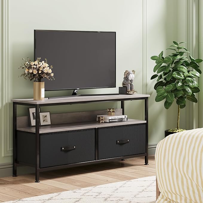 IDEALHOUSE Dresser TV Stand 50 Inch Entertainment Center with Storage TV Stand for Bedroom Small TV Stand Dresser with Drawers and Shelves, TV & Media Console Table Furniture for Living Room, Black - LeafyLoom