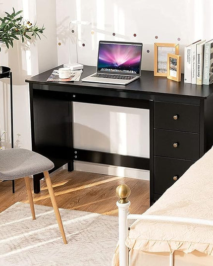3-Drawer Computer Desk, Black - LeafyLoom