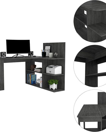 NicBex Kimberly-DW-00046-LWJ Home Office Desks, 51.7"x47.2"x43.3", Gray - LeafyLoom