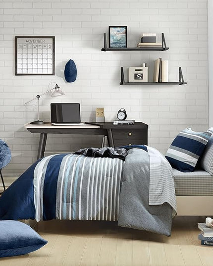 Nautica - Twin XL Comforter Set, Reversible Bedding with Matching Sham, Casual Home Decor, Dorm Room Essentials (Heathered Block Grey, Twin/Twin XL) - LeafyLoom